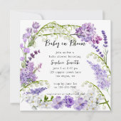 Kleine lila en paarse bloemen baby shower kaart (Voorkant)