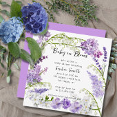 Kleine lila en paarse bloemen baby shower kaart