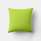 Kleine limoengroene en witte polka-stippen worp ku kussen (Achterkant)