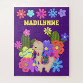 Kleine Llama en Flowers personaliseren Legpuzzel (Verticaal)