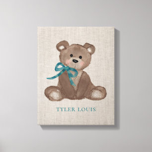 Kleine Louie Teddibeer gepersonaliseerde canvaspri Canvas Afdruk
