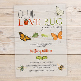 Kleine Love Bug Baby Shower Vlinder Acryl Uitnodigingen