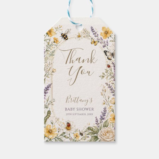 Kleine Love Bug Wildflower Baby Shower Cadeaulabel (Voorkant)