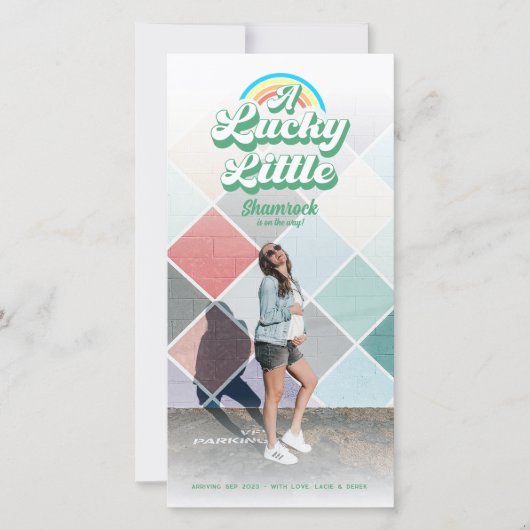 Kleine Lucky Shamrock Zwangerschapsaankondiging Aankondiging (Voorkant)