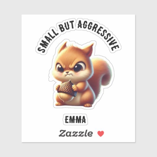 Kleine maar agressieve knuffelige en boze eekhoorn sticker (Vel)
