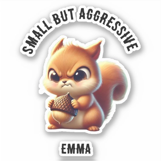 Kleine maar agressieve Schattigee en boze eekhoorn Sticker (Voorkant)