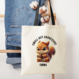 Kleine maar agressieve Schattigee en boze eekhoorn Tote Bag