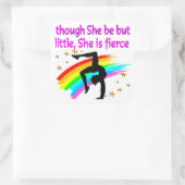 KLEINE MAAR FELLE GEPERSONALISEERD GYMNAST MEISJE  VIERKANTE STICKER (Tas)