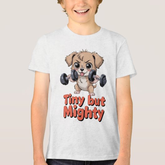 Kleine Maar Moedige Puppy Tri-Blend Shirt (Voorkant)