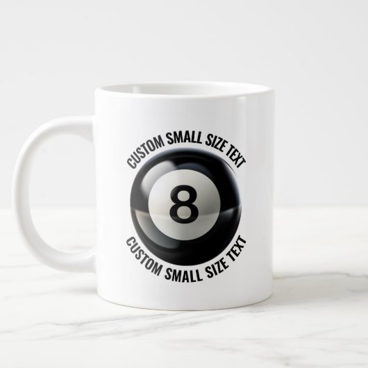 Kleine maat gepersonaliseerde tekst zwembad 8 bal grote koffiekop (Links)