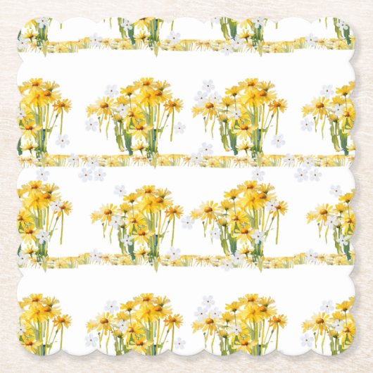 Kleine madeliefjes! Gerafelde rand Kartonnen Onderzetters (Voorkant)