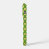 Kleine madeliefjes, vrolijk gezicht, midden groene iPhone hoesje (Linkerkant)