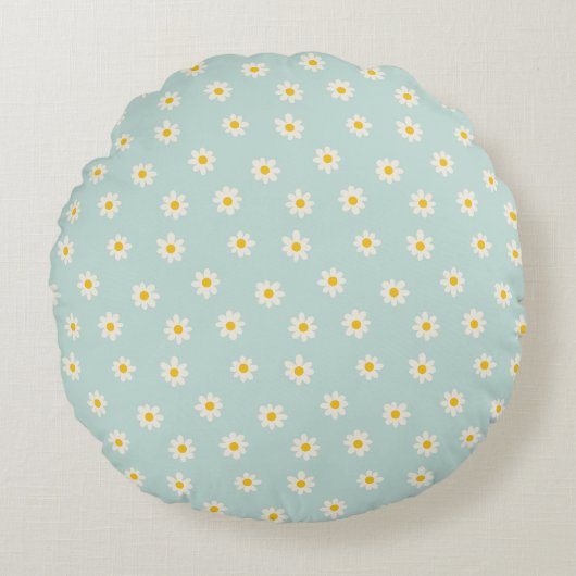 Kleine Madeliefjes - zachte teal Rond Kussen (Voorkant)