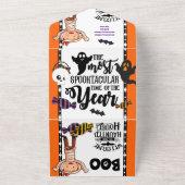 Kleine magere monsters kinder halloween verjaardag all in one uitnodiging (Buitenkant)