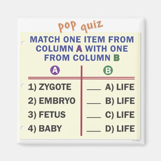 Kleine magneet met een quiz. (Voorkant)