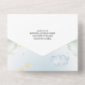 kleine man avontuur wacht baby shower all in one uitnodiging (Achterkant)