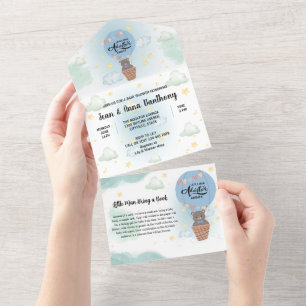 kleine man avontuur wacht baby shower all in one uitnodiging
