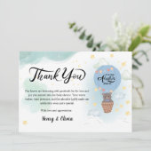 kleine man avontuur wacht baby shower bedankkaart (Staand voorkant)