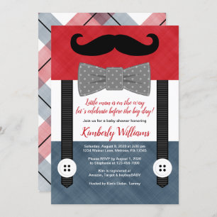 kleine man baby douche - uitnodiging tot rode mari