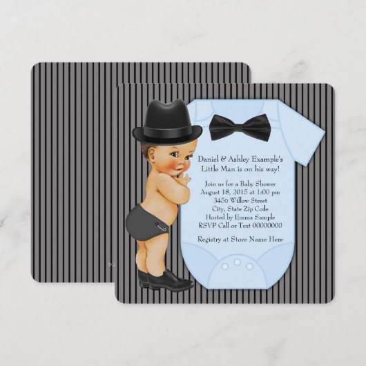 Kleine Man Baby Jongensdouche Kaart (Voorkant / Achterkant)