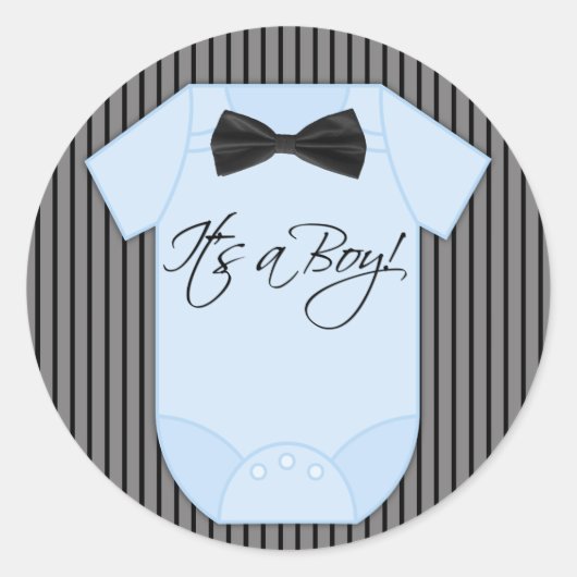 Kleine Man Baby Jongensdouche Ronde Sticker (Voorkant)