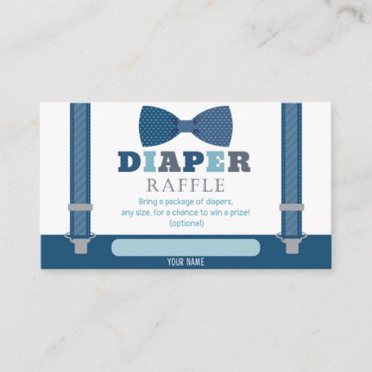 Kleine Man Baby shower Diaper Raffle Kaart (Voorkant)