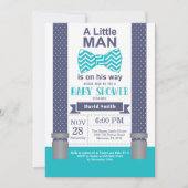 Kleine Man Baby shower Invitation Navy Blauwgroen  Kaart (Voorkant)