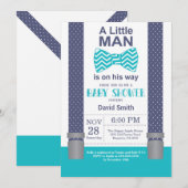 Kleine Man Baby shower Invitation Navy Blauwgroen  Kaart (Voorkant / Achterkant)