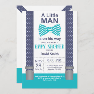 Kleine Man Baby shower Invitation Navy Blauwgroen  Kaart
