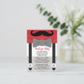 kleine man baby shower jongen rood grijs boekverzo informatiekaartje (Staand voorkant)