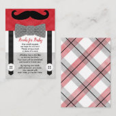 kleine man baby shower jongen rood grijs boekverzo informatiekaartje (Voorkant / Achterkant)