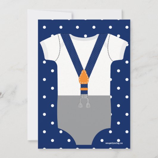 Kleine Man Baby shower, marineblauw en Oranje Kaart (Achterkant)