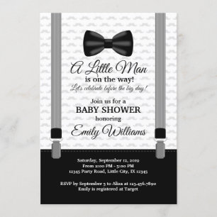 Kleine Man Baby shower nodigt Bow Stropdas Shower Kaart