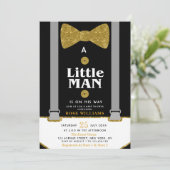 Kleine man baby shower uitnodiging (Staand voorkant)