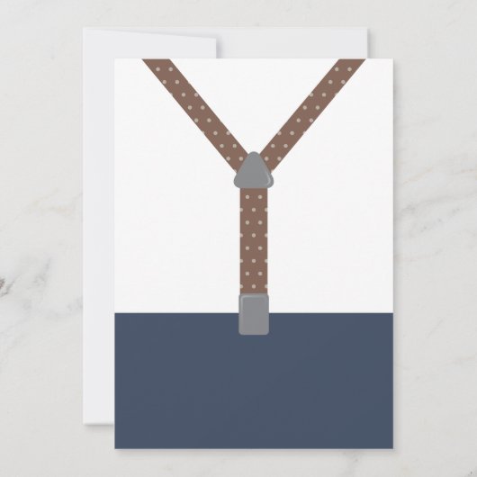 Kleine Man Baby shower uitnodiging, blauw, bruin Kaart (Achterkant)