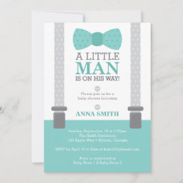 Kleine Man Baby shower uitnodiging, Blauwgroen bla Kaart
