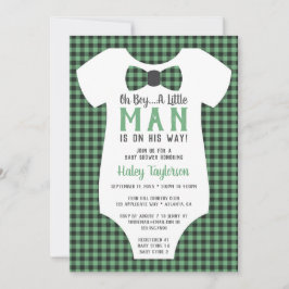 Kleine Man Baby shower uitnodiging, Buffalo Plaid Kaart