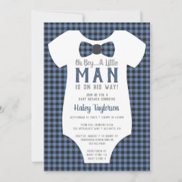 Kleine Man Baby shower uitnodiging, Buffalo Plaid Kaart
