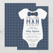 Kleine Man Baby shower uitnodiging, Buffalo Plaid Kaart (Voorkant / Achterkant)