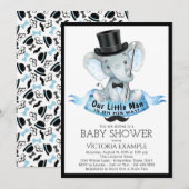 Kleine man baby shower uitnodiging Dapper Olifant (Voorkant / Achterkant)