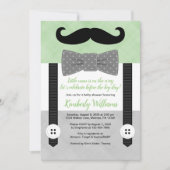 Kleine man baby shower uitnodiging groene bowtie (Voorkant)