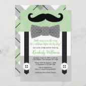 Kleine man baby shower uitnodiging groene bowtie (Voorkant / Achterkant)