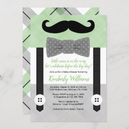 Kleine man baby shower uitnodiging groene bowtie