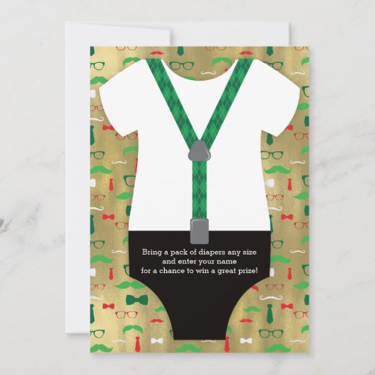 Kleine Man Baby shower Uitnodiging, Kerst Kaart (Achterkant)