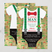 Kleine Man Baby shower Uitnodiging, Kerst Kaart (Voorkant / Achterkant)