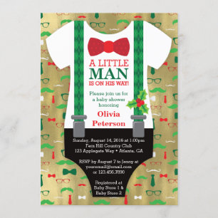 Kleine Man Baby shower Uitnodiging, Kerst Kaart