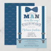 Kleine Man Babyschoenen Uitnodigingen voor jongen (Voorkant / Achterkant)