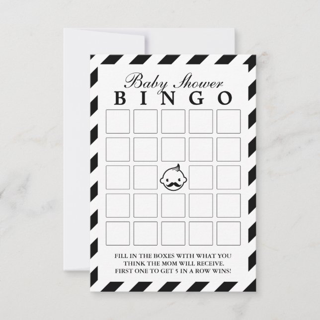 Kleine Man Black Stripes Baby shower Bingo Kaarten (Voorkant)