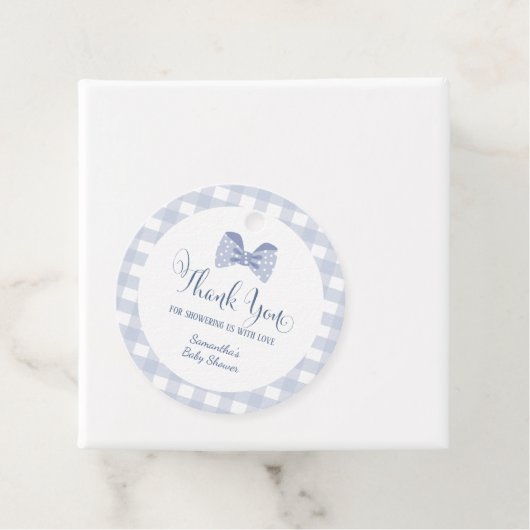 Kleine Man Blauwe boog stropdas baby shower Bedankjes Labels (In situ)