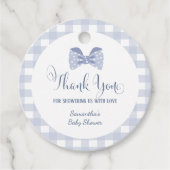 Kleine Man Blauwe boog stropdas baby shower Bedankjes Labels (Voorkant)